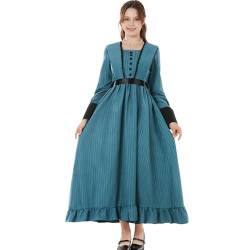 CR ROLECOS Mittelalterliches Kleid für Damen, langärmelig, Maxi-Robe, Vintage-Fee, Elfenkleid, Renaissance, keltische Wikinger-Gothic-Kleidung M von CR ROLECOS
