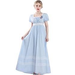 CR ROLECOS Renaissance Kleid Damen Mittelalter Kleid Mittelalter Kostüme Damen Blau XXL von CR ROLECOS