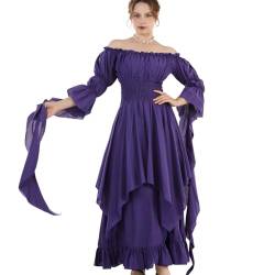 CR ROLECOS Renaissance Kleid Damen Mittelalter Kleid Mittelalter Kostüme Damen Violett S/M von CR ROLECOS