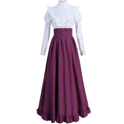 CR ROLECOS Renaissance Kleid Mittelalter Kleid Viktorianisches Kleid Fasching Kleid Set Gothic Kleid rot Kleid 3XL von CR ROLECOS
