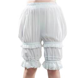 CR ROLECOS Women's Weiße Bloomers Shorts, Steampunk Bloomer, Sicherheitshose Unterwäsche Leggings Pumphose Ruffled Lace Pumpkin Short Pantaloons Under Pants XL von CR ROLECOS