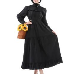 CR ROLECOSRenaissance-Kleid für Damen Mittelalter Kleider Gotisches Vintage-Kleid Langarm A-Linie Stehkragen Freizeitkleider Goth-Kleid XL von CR ROLECOS