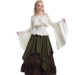 Mittelalter Kleid Renaissance Damen Mit Viktorianisches Bluse + Mittelalter röcke Grün+schwarz XXL von CR ROLECOS