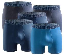 CR7 - 5er Pack Boxershorts Trunk Herren - by Cristiano Ronaldo - Blue-Mix - Gr. L von CR7