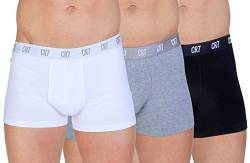 CR7 CRISTIANO RONALDO Herren Enganliegende Boxershorts (3er-Pack), Mehrfarbig (Schwarz/Grau/Weiß), L von CR7