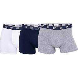 CR7 Cristiano Ronaldo Herren hautenge Boxershorts 3er Pack, 1x Weiß + 1x Schwarz + 1x Grau, XXL von CR7