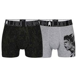 CR7 Cristiano Ronaldo Jungen CR7 Boys Cotton Fashion Trunks Two Pack Badehose, Grau/schwarzer Druck, 7-9 Jahre von CR7