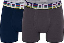 CR7 Cristiano Ronaldo Jungen Cr7 Boys Cotton Euro Fashion Trunks Two Pack Badehose, Marineblau/grau, 140 von CR7