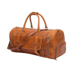 Vintage Duffel Men's/Women's Travel Duffel Bag Pure Leather Airplane Luggage Sports Gym Tote Bag with Shoe Compartment Tan Brown 28 Inch von CRAFTFOBIA