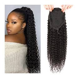 Pferdeschwanz-Verlängerung Kinky Curly Kordelzug Pferdeschwanz Remy Echthaar 12-26 Zoll lang Brasilianischer Cury Pferdeschwanz Clip In Extensions 100g/150g for Frauen Haarteil für Frauen (Color : Ki von CRAGCO