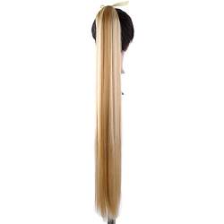 Pferdeschwanz-Verlängerung Synthetischer Pferdeschwanz for Damen, langes, gewelltes Haar, Clip-In-Pferdeschwanz, umwickelt, schwarzblonde, hitzebeständige Faser Haarteil für Frauen (Color : 105-01, von CRAGCO