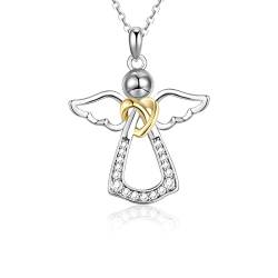 CRASLYMO Schutzengel Kette 925 Silber Halskette Engel Anhänger Geburtstag Geschenke für Frauen Mädchen Kinder von CRASLYMO