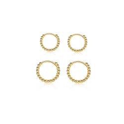 Creolen Gold Damen, 2 Paar Ohrringe Gold klein Creolen (8mm/10mm) für Damen Herren Mädchen von CRASLYMO