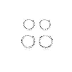 Creolen Silber 925, 2 Paar Ohrringe Silber (8mm/10mm) | Ohrringe Silber Creolen Set Klein für Damen Herren Mädchen von CRASLYMO