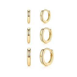 Ohrringe Gold Creolen, Creolen Gold Klein (8mm/10mm/12mm) für Damen Herren Mädchen | Creolen Silber 925 14k Vergoldet Ohrringe Breite 2mm von CRASLYMO