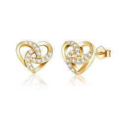 Ohrstecker Gold Klein Herz Ohrringe Gold mit AAA Zirkonia Diamant Ohrringe Stecker für Damen Mädchen von CRASLYMO