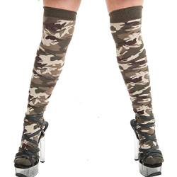 CRAZY CHICK® Damen Overknee-Strümpfe, Oberschenkelhoch, Armee-Camouflage-Stil, Größe 37-39 von CRAZY CHICK