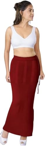 CRAZYBACHAT Women's Cotton Blend Saree Shapewear - Authentic Indian Stylish Choice in Maroon (One Size) von CRAZYBACHAT