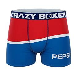 CRAZYBOXER Crazy Boxer Pepsi Cola Herren-Boxershorts, groß, mit Logo-Aufdruck, Cbpep0101wave, S Große Größen von CRAZYBOXER