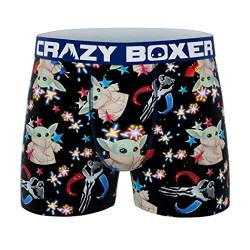 Crazy Boxer Star Wars The Mandalorian Grogu the Child Fireworks Herren Boxershorts, Schwarz, mehrfarbig, Large von CRAZYBOXER