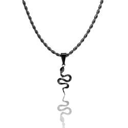 CRBNCNCPT® Chain with Carbon Snake Tag Pendant | Black Stainless Steel Rope Chain | Noble Men Necklace | Fibre Tags | Men Jewelry (Carbon Fiber) von CRBNCNCPT