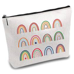 CREATCABIN Rainbow Canvas Cosmetic Bag Makeup Bags Multi-Function Small with Zipper Pouch Gifts for Women Travel Toiletry for Keys Lipstick Card Pencil Case Gift Christmas Thanksgiving 10 x 7 Inch von CREATCABIN