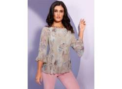 Plisseebluse CREATION L Gr. 52, beige (sand, ecru, bedruckt) Damen Blusen 3/4 arm von CRÉATION L