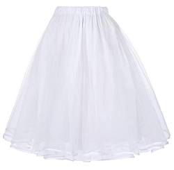 CRETUAO Damen 50er Jahre Vintage Petticoat,Fancy Tutu Rock Krinoline,Hochzeits Abendkleider Krinoline,Reifenloser Kurzrock,Tüll Midi Knielanger Rock Unterrock,Weiß,3XL von CRETUAO