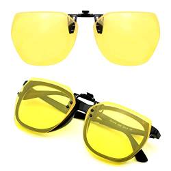 CREYESTAL Polarisiert Nachtfahrbrille Clip für Brillenträger, Überzieh Nachtsichtbrille für Autofahrer, Ultraleicht, Herren, Damen von CREYESTAL