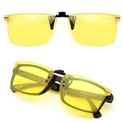 CREYESTAL Polarisiert Nachtfahrbrille Clip für Brillenträger, Überzieh Nachtsichtbrille für Autofahrer, Ultraleicht, Herren, Damen von CREYESTAL