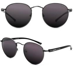 CREYESTAL Polarisierte Sonnenbrille Metall Rund Retro, Premium HD Polycarbonat Linsen 100% Anti-UV, für Herren und Damen von CREYESTAL