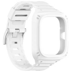 CRGANGZY 2-in-1-Gehäuse for Redmi Watch 4 + Armband, Silikon-Smartwatch-Schutzhülle und Armband, schweißfestes Uhrenarmband + Schutzhülle, wasserdichtes Uhrenzubehör (weiß) von CRGANGZY