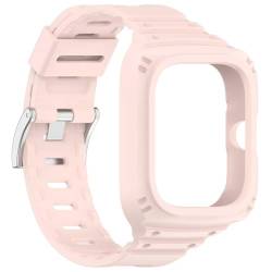 CRGANGZY 2-in-1-Gehäuse for Redmi Watch 4 + Armband, schweißfeste Smartwatch-Schutzhülle und Armband, wasserdichtes Uhrenarmband + Schutzhülle, Uhrenzubehör (Rosa) von CRGANGZY