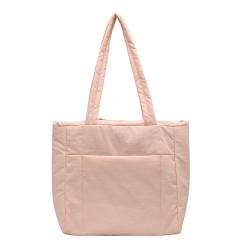 CRGANGZY Damen-Einzel-Umhängetasche, einfarbig, einfache Wolkentasche, große Kapazität, modische Laptop-Handtaschen, einfache, trendige Pendeltaschen (Rosa) von CRGANGZY