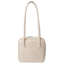 CRGANGZY Einfache quadratische Handtasche für Damen, einfarbig, vielseitige Achseltasche, große Kapazität, minimalistische Umhängetasche, Tagestasche für Damen (Beige) von CRGANGZY