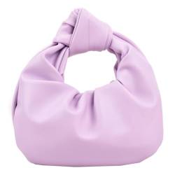 CRGANGZY Kleine Damenhandtaschen mit Knoten, einfarbig, PU-Leder, Plissee-Clutch, einfache Knotentasche mit Griff oben for Reisen im Freien (lila) von CRGANGZY