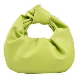 CRGANGZY Kleine geknotete Handtaschen for Damen, einfarbig, PU-Leder, Knoten-Griff oben, einfache Wolke, Handgelenktasche for Party, Urlaub (grün) von CRGANGZY