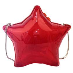 CRGANGZY Kreative einzigartige Acryl-Handtasche mit Kettenriemen, sternförmige Umhängetasche, einfarbig, Y2K-Geldbörse, trendige Umhängetasche für Frauen (rot) von CRGANGZY