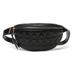 Modische Hüfttasche mit rautenförmigem Muster, einfarbig, PU-Gürtel, Reise-Brusttasche, Schwarz, Western von CRGANGZY