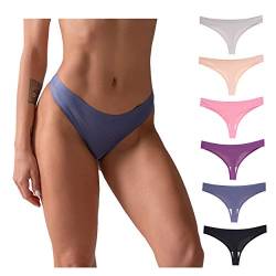 CRISAN Nahtlose Tangas für Damen, Nylon, No-Show-Tanga, Unterwäsche, Damen, 6 Stück, B-6er-Pack, mehrfarbig., S von CRISAN