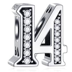 14 Geburtstag Charms passt Pandora Jahrestag Armband, 925 Sterling Silber Zahl 14 Jahre alte Birthday Perlen mit CZ Geburtssteinen, Geschenke für Teen/Mädchen/Jungen von CRISNATA