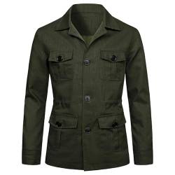 CRITOR Herren-Leinen-Safari-Jacke, leichte, lässige Safari-Jacke, Herren-Herbst-Safari-Blazer-Outwear von CRITOR
