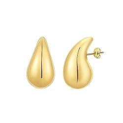 1 Paar Ohrringe Damen, Gold Ohrringe, Chunky Earrings für Damen, Waterdrop Ohrringe, Dicke Creolen für Frauen, Hypoallergene Goldene Ohrringe, Modeschmuck Ohrringe, Für Frauen von CRLLDPM