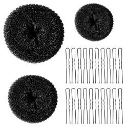Donut Hair Bun Set, 3PC Dutt Maker, Duttkissen Groß und klein mit 20 U-Form Haarspange,Donut-Haarknoten Hochsteckfrisuren Zubehör für Frisur Tänzer Kinder Mädchen Frauen von CRLLDPM