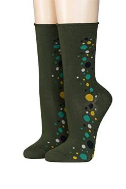 CRÖNERT Damen Socken mit Rollrand Bubbles 18237 Gr. 39-42, oliv von CRÖNERT