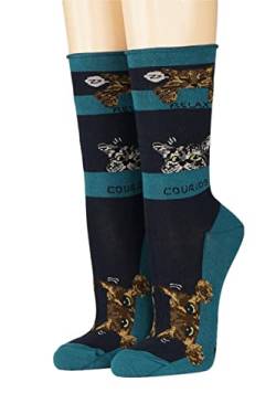 CRÖNERT Damen Socken mit Rollrand Relaxed Cats 18212 Gr. 39-42, petrol von CRÖNERT