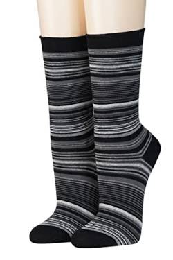 CRÖNERT Damen Socken mit Rollrand Stripes 18241 Gr. 35-38, anthrazit von CRÖNERT