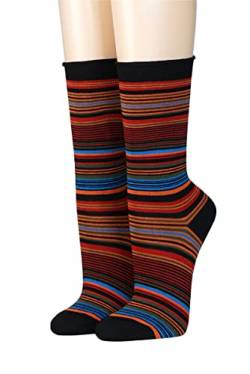 CRÖNERT Damen Socken mit Rollrand Stripes 18241 Gr. 39-42, schwarz von CRÖNERT