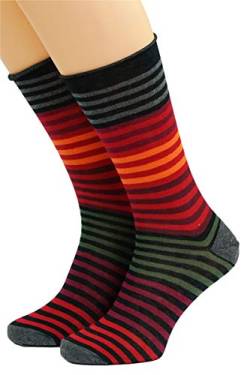 CRÖNERT Herren Longsocks Socken Design Multiringel 26502 dunkelrot schwarz 2600(39-42) von CRÖNERT