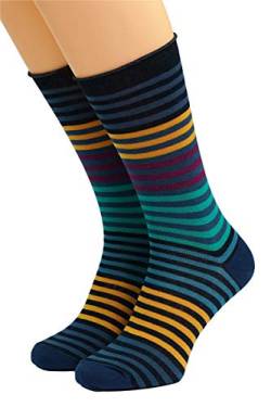 CRÖNERT Herren Longsocks Socken Design Multiringel 26502 marine jade 1920(43-46) von CRÖNERT